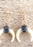 Boho Earrings, RH Dangle Earrings, White Horn Moon